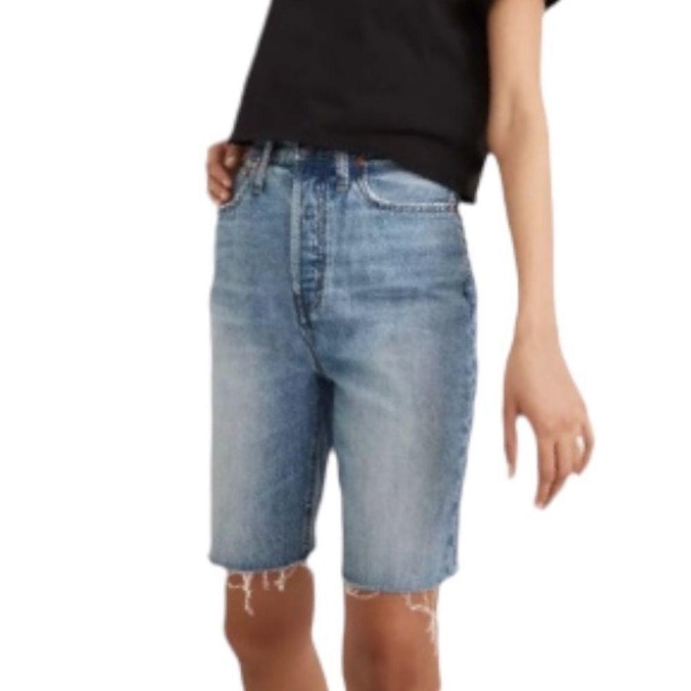 MADEWELL High-Rise Long Denim Shorts in Brightwater Wash!
